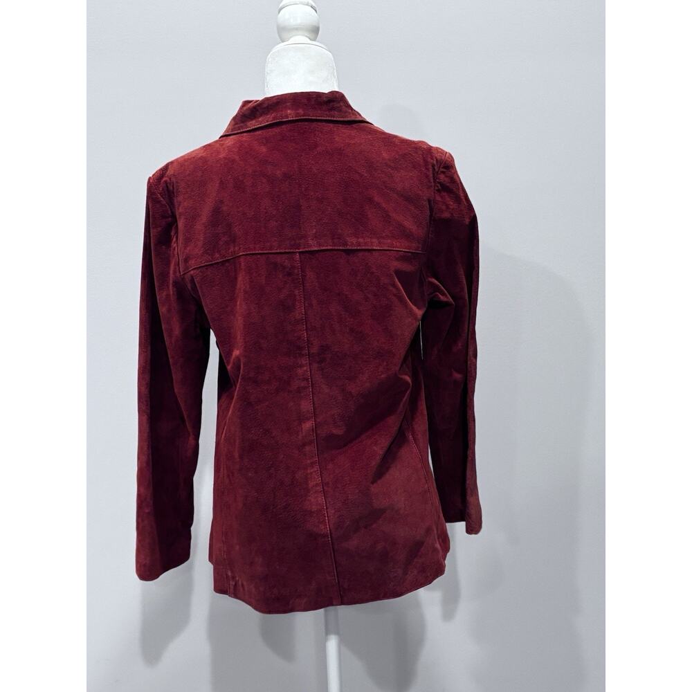 SUEDE CLO Women’s Genuine Suede Leather Jacket Rust Orange Button Front Size 8 - Picture 3 of 8